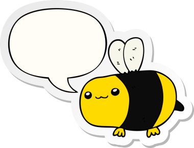 Bir insan tarafından çizilmiş konuşma balonu çıkartmalı çizgi film arısı.