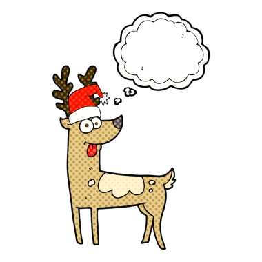 Serbest çizim düşünce balonu karikatürü çılgın ren geyiği bir insan tarafından çizildi.