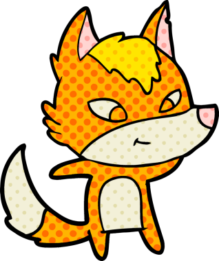 Bir insan tarafından çizilmiş tilki çizgi film karakteri