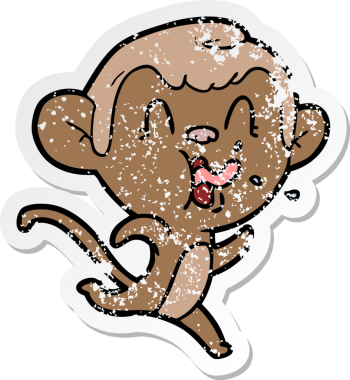 Bir insan tarafından çizilmiş çılgın bir çizgi maymunun sıkıntılı çıkartması.