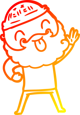 Sakallı bir adamın insan tarafından çizilmiş sıcak bir çizgi çizimi.