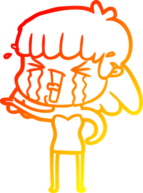 Bir insan tarafından çizilmiş göz yaşları içindeki çizgi film kadını çizimi.