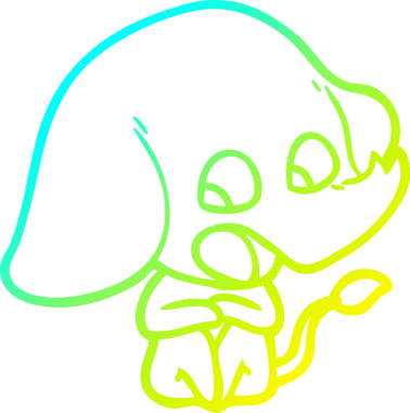 Bir insan tarafından çizilmiş şirin bir filin soğuk gradyan çizgisi