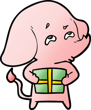 Bir insan tarafından çizilmiş, hediye hafızalı bir fil.