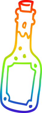 gökkuşağı gradyan çizgi çizimi bir insan tarafından çizilmiş bira şişesi