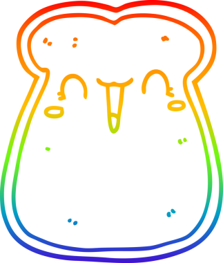 Gökkuşağı gradyan çizgisi. Bir insan tarafından çizilmiş bir tost dilimi.