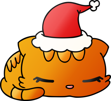 Bir insan tarafından çizilmiş kawaii kedisinin el çizimi gradyan çizgi filmi.