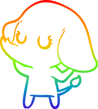 Gökkuşağı gradyan çizgisi bir insan tarafından çizilmiş şirin bir fil çizimi