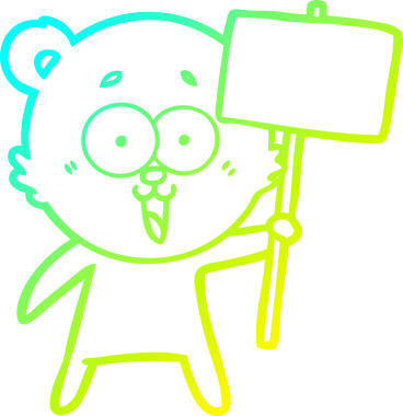 Bir insan tarafından çizilmiş gülen oyuncak ayı çizgi filmi.