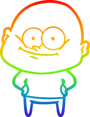 Gökkuşağı gradyan çizgi çizimi bir insan tarafından çizilmiş kel bir adamın çizimi