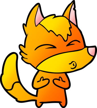 Bir insan tarafından çizilmiş tilki çizgi film karakteri