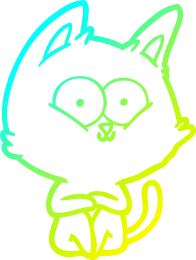 Bir insan tarafından çizilen çizgi film kedisinin soğuk gradyan çizgisi.