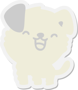 Bir insan tarafından çizilmiş şirin yavru köpek çıkartması.