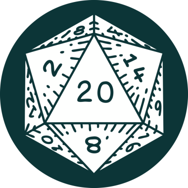 Bir insan tarafından çizilmiş doğal 20 D20 zar simgesi