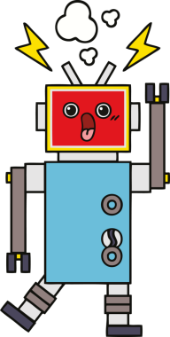 Bir insan tarafından çizilen robot arızasının sevimli karikatürü.