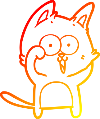 Bir insan tarafından çizilmiş komik bir çizgi film kedisinin sıcak çizgi çizimi