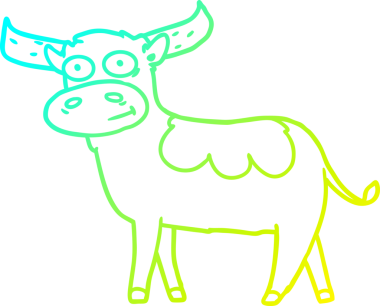 Bir insan tarafından çizilmiş bir çizgi film boğasının soğuk eğik çizgisi.