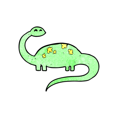 Bir insan tarafından çizilmiş karikatür dinozor.