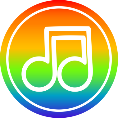 bir insan tarafından çizilmiş gökkuşağı gradyanı olan dairesel müzik simgesi