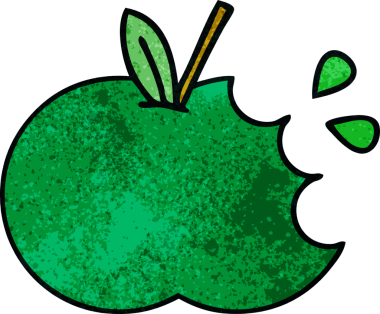 Bir insan tarafından çizilmiş sulu bir elmanın retro grunge deseni.