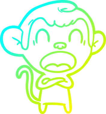 Bir insan tarafından çizilmiş bağıran çizgi film maymunu çizimi.