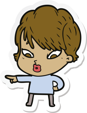 Bir insan tarafından çizilmiş bir karikatür kadının çıkartması.