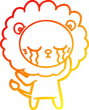 Bir insan tarafından çizilmiş, ağlayan bir aslanın sıcak çizgi çizgisi.