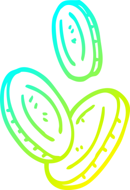 Bir insan tarafından çizilmiş altın sikkelerin soğuk gradyan çizgisi.