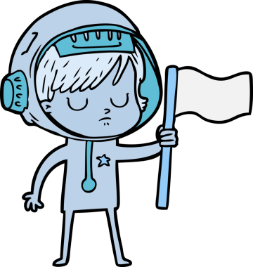 Bir insan tarafından çizilmiş astronot kadın.