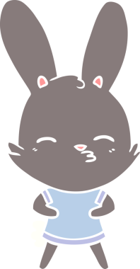 Bir insan tarafından çizilmiş tuhaf düz renkli tavşan.