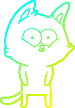 Bir insan tarafından çizilen çizgi film kedisinin soğuk gradyan çizgisi.