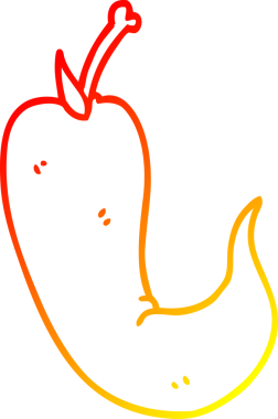 Bir insan tarafından çizilmiş kırmızı acı biber çizgi filminin sıcak gradyan çizimi