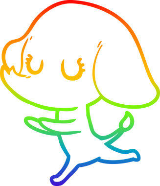 Gökkuşağı gradyan çizgisi bir insan tarafından çizilmiş şirin bir fil çizimi