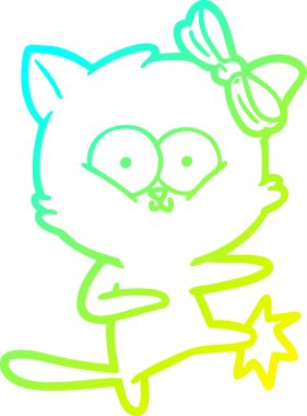 Bir insan tarafından çizilen çizgi film kedisinin soğuk gradyan çizgisi.