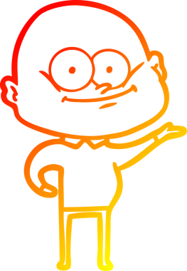 Bir insan tarafından çizilmiş kel bir adamın sıcak çizgi çizimi.