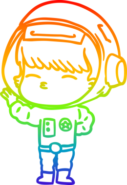 gökkuşağı gradyan çizimi bir insan tarafından çizilmiş meraklı astronot çizgi