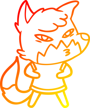 Bir insan tarafından çizilmiş akıllı bir tilkinin sıcak çizgi çizimi