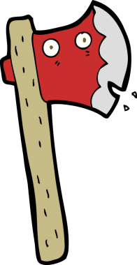 Bir insan tarafından çizilmiş bir balta.