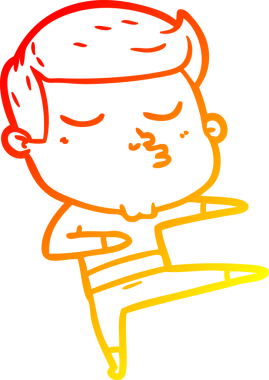 Bir insan tarafından çizilen çizgi film modelinin sıcak çizgi çizimi.