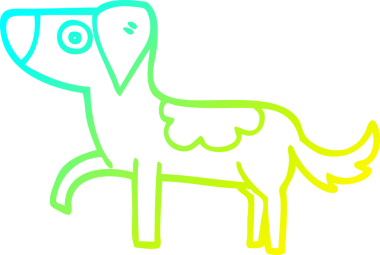 Bir insan tarafından çizilmiş soğuk hava çizgisinde duran bir köpeğin çizimi