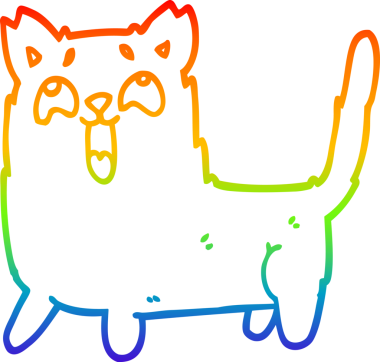 Gökkuşağı gradyan çizgi çizimi Bir insan tarafından çizilmiş komik kedi