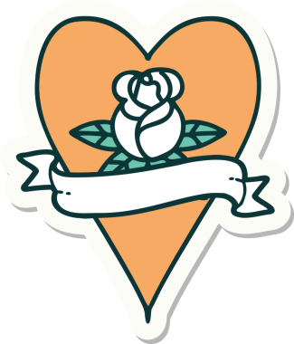 Bir insan tarafından çizilmiş, geleneksel kalp şeklinde dövme çıkartması.