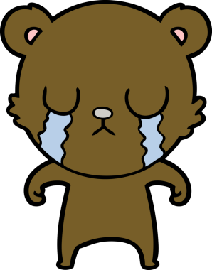 Bir insan tarafından çizilmiş ağlayan çizgi film ayısı.