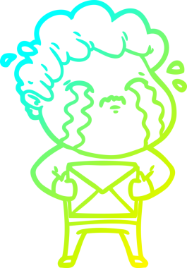 Bir insan tarafından çizilmiş ağlayan bir çizgi film karakteri çizimi.