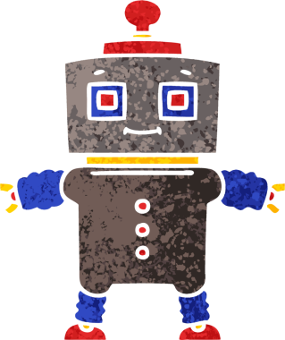 Bir insan tarafından çizilmiş garip çizim stili robot.