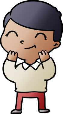 Bir insan tarafından çizilmiş gülümseyen çizgi film çocuğu.