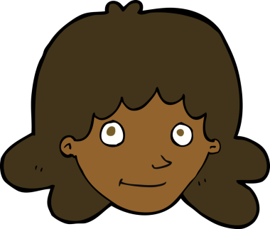 Bir insan tarafından çizilmiş mutlu kadın yüzü.