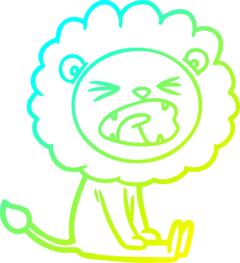 Bir insan tarafından çizilmiş kızgın bir aslanın soğuk çizgi çizimi.