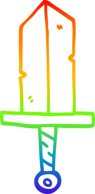 gökkuşağı gradyan çizgi çizimi bir insan tarafından çizilmiş bir hançer