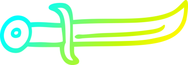 Bir insan tarafından çizilmiş kavisli çizgi bir hançerin soğuk gradyan çizimi